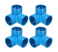 sourcing map 3 Way PVC Pipe Fittings, 1.5 Inch Furniture Grade Elbow Pipe Connector, 90 Degree PVC Elbow Side Outlet Fittings for Build PVC Furniture DIY Garden Shelves (4 Pack), Blue