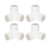 sourcing map 3 Way PVC Pipe Fittings, 3/4 Inch Furniture Grade Elbow Pipe Connector, 90 Degree PVC Elbow Side Outlet Fittings for Build PVC Furniture DIY Garden Shelves (4 Pack), White