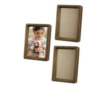 sourcing map 3 x 4inch Natural Wood Photo Frames, 3pcs Mini Wooden Finish Picture Frame Tabletop Photo Frame with Mat for Desktop Display Wall Mounting, Walnut color