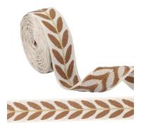 sourcing map 3 Yards Jacquard Ribbon Trim, 0.98 Inch Leaf Pattern Jacquard Ribbons Decorative Fabric Woven Embroidery Trim for Sewing Handmade Crafts DIY Clothing Hat Bag Gift Wrap, Coffee