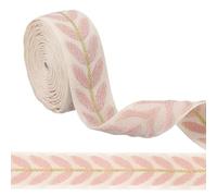 sourcing map 3 Yards Jacquard Ribbon Trim, 0.98 Inch Leaf Pattern Jacquard Ribbons Decorative Fabric Woven Embroidery Trim for Sewing Handmade Crafts DIY Clothing Hat Bag Gift Wrap, Light Pink