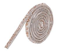 sourcing map 3 Yards x 0.39 Inch Resin Rhinestone Ribbon, Self-Adhesive Bling Crystal Ribbon Strips for Wedding Birthday Party DIY Crafts Decorations, Light Orange