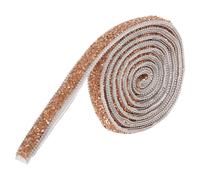 sourcing map 3 Yards x 0.59 Inch Resin Rhinestone Ribbon, Self-Adhesive Bling Crystal Ribbon Strips for Wedding Birthday Party DIY Crafts Decorations, Rose Gold