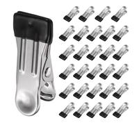 sourcing map 30 Pack Stainless Steel Clothes Pins, 2.17" Laundry Chip Clips Multipurpose Heavy Duty Outdoor Clothespins with Rubber for Hanging Socks, Towels, Snacks, Photo (Black)