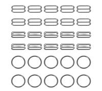 sourcing map 30 Pcs 15mm Bra Strap Hooks, Alloy Adjustment Slide Bra Strap Clips, Bathing Suit Clasp, Bra Hooks Replacement, Sewing Clips Hooks Eye for Underwear, Black