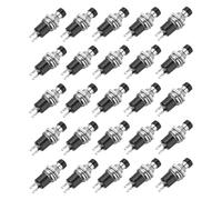 sourcing map 30 Pcs 1A 250V AC 7mm Mini Momentary Push Button Switch SPST NO Black Switch Button with Soldering Foot for Electronic Devices