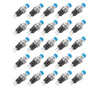 sourcing map 30 Pcs 1A 250V AC 7mm Mini Momentary Push Button Switch SPST NO Blue Switch Button with Soldering Foot for Electronic Devices