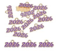 sourcing map 30 Pcs 2026 Enamel Number Charm, 18 x 9 mm Graduation Year Number Charm Pendant for DIY Crafting Bracelets Earrings Hats Keychains Graduation Party, Purple