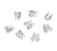 sourcing map 30 Pcs 3.2mm Cord Ends Open, Clamshell End Caps, Bead Tips Knot Covers, Bead End Caps, Crimp Bead Calotte Ends Knot Covers for DIY Bracelet Necklace Jewelry Making, Silver