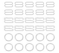 sourcing map 30 Pcs 8mm Bra Strap Hooks, Alloy Adjustment Slide Bra Strap Clips, Bathing Suit Clasp, Bra Hooks Replacement, Sewing Clips Hooks Eye for Underwear, Silver