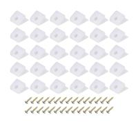 sourcing map 30 Pcs 90 Degree Plastic Corner Braces, 15x18x10mm Shelf Right Angle Brackets with Screws for Cabinets, Cupboards, White