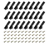 sourcing map 30 Pcs 90 Degree Plastic Corner Braces, 20x17.2x20mm Shelf Right Angle Brackets with One-piece Cover, Shelf Board Holder with Screws for Cabinets Cupboards, Black