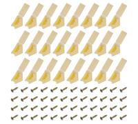 sourcing map 30 Pcs 90 Degree Plastic Corner Braces, 20x17.2x20mm Shelf Right Angle Brackets with One-piece Cover, Shelf Board Holder with Screws for Cabinets Cupboards, Light Yellow