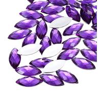 sourcing map 30 Pcs Acrylic Horse Eye Gems, Dark Purple 20x9mm Flat Back Crystal Rhinestones Bulk Gems for Crafting Rhinestones for Clothes Crafting Bedazzling Nails