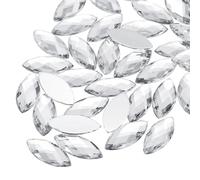 sourcing map 30 Pcs Acrylic Horse Eye Gems, White Rhinestones 20x9mm Flat Back Gems Flat Back Crystal Rhinestones Bulk for Crafting for Clothes Crafting Bedazzling Nails