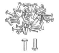 sourcing map 30 Pcs Brazier Head Solid Aluminum Rivets, M4 Dia x 10mm Length Round Head Aluminum Boat Rivets for Repairing Boats, Machinery, Aircraft, Automobile Industry