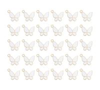 sourcing map 30 Pcs Butterfly Charm, Alloy Gold Plated Butterfly Pendant for Phone Accessories Keychain Crafting, White, 17x15mm