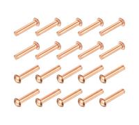 sourcing map 30 Pcs Copper Solid Rivets, 5/32" x 25/32" Round Head Rivet Metal Fasteners Metal Stud Fasteners for Electrical Applications Copper Finish, Copper Tone