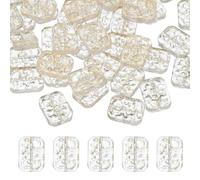 sourcing map 30 Pcs Crystal Beads for Jewelry Making, Faceted Glass Loose Beads Bulk Rectangular Bead Charm for DIY Crafts Jewelry Keychain Making, Gold