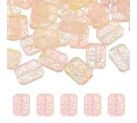 sourcing map 30 Pcs Crystal Beads for Jewelry Making, Faceted Glass Loose Beads Bulk Rectangular Bead Charm for DIY Crafts Jewelry Keychain Making, Light Pink