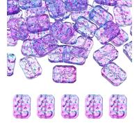 sourcing map 30 Pcs Crystal Beads for Jewelry Making, Faceted Glass Loose Beads Bulk Rectangular Bead Charm for DIY Crafts Jewelry Keychain Making, Dark Purple