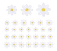 sourcing map 30 Pcs Daisy Flower Iron-on Patches, 3 Sizes 6.5/4.5/3cm Cute Sew Embroidery Applique Patches for Clothing Repair Backpack Shoes Decoration, White