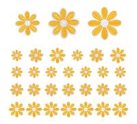 sourcing map 30 Pcs Daisy Flower Iron-on Patches, 3 Sizes 6.5/4.5/3cm Cute Sew Embroidery Applique Patches for Clothing Repair Backpack Shoes Decoration, Yellow-White