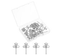 sourcing map 30 Pcs Double Headed Picture Hanging Nail, Zinc Alloy Push Pins Picture Hangers Double Headed Thumb Tacks for Hanging Pictures, Silver