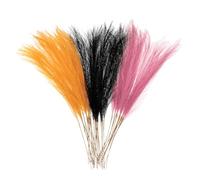sourcing map 30 Pcs Faux Pampas Grass 52cm/20.5" Artificial Fake Dried Pampas Grass Decor with Stem for Floor Vase Filler, Wedding Decoration, Home Decoration, Black/Gold Yellow/Bright Pink