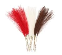 sourcing map 30 Pcs Faux Pampas Grass 52cm/20.5" Artificial Fake Dried Pampas Grass Decor with Stem for Floor Vase Filler, Wedding Decoration, Home Decoration, Milk White/Dark Brown/Red