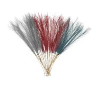 sourcing map 30 Pcs Faux Pampas Grass 52cm/20.5" Artificial Fake Dried Pampas Grass Decor with Stem for Floor Vase Filler, Wedding Decoration, Home Decoration, Light Grey/Blue Green/Wine Red