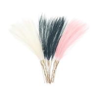 sourcing map 30 Pcs Faux Pampas Grass 52cm/20.5" Artificial Fake Dried Pampas Grass Decor with Stem for Floor Vase Filler, Wedding Decoration, Home Decoration, Light Pink/Dark Blue/Milk White