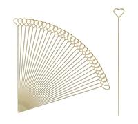 sourcing map 30 Pcs Floral Card Holder Picks, 5.9" Heart Metal Craft Wire Clips Picture Clip Table Number Holders Picks for Wedding, Photos, Memo, Restaurant, Gold
