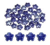 sourcing map 30 Pcs Flower Shaped Porcelain Beads, Cute Handmade Floral Porcelain Ceramic Beads Colorful Loose Spacer Beading 2mm Holes for DIY Crafts Jewelry Making Bracelets, Dark Blue