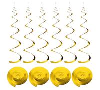 sourcing map 30 Pcs Gold Party Hanging Swirls Single Strip Hanging Decorations 27.6 inch Foil Swirling Hanging Plastic Ceiling Streamers for Birthday Party with Hang Tag String,Hook