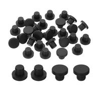 sourcing map 30 Pcs Hole Plugs, Heat Resistant Silicone Flush Type Fastener Hole Cover Plug for 11mm(7/16 Inch) Hole, Round Snap Locking Tubing Plug Hole for Furniture Cabinet, Black