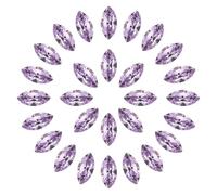 sourcing map 30 Pcs Horse Eye Shape Rhinestones, 10 x 5 mm Marquise Point Back Rhinestone Beads Glass Crystal Faceted Gems for Jewelry Making DIY Crafts Costume Crystal, Purple