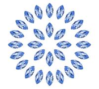 sourcing map 30 Pcs Horse Eye Shape Rhinestones, 10 x 5 mm Marquise Point Back Rhinestone Beads Glass Crystal Faceted Gems for Jewelry Making DIY Crafts Costume Crystal, Light Blue