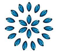 sourcing map 30 Pcs Horse Eye Shape Rhinestones, 13 x 27 mm Point Back Rhinestone Beads for Jewelry Making Crafts Costume Crystal Embellishments, Peacock Blue