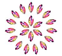 sourcing map 30 Pcs Horse Eye Shape Rhinestones, 7 x 15 mm Point Back Rhinestone Beads for Jewelry Making Crafts Costume Crystal Embellishments, Colorful