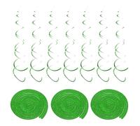 sourcing map 30 Pcs Laser Green Party Hanging Swirls Double Strip Hanging Decorations 24 inch Foil Swirling Hanging Plastic Ceiling Streamers for Birthday Party with Hang Tag Hook