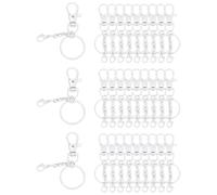 sourcing map 30 Pcs Lobster Claw Clasps for Keychains, Swivel Lobster Claw Clasp Bulk Colorful Keychain Clip Hooks with Key Rings for Bag Purse Charm DIY Crafts, White