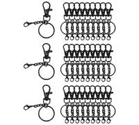 sourcing map 30 Pcs Lobster Claw Clasps for Keychains, Swivel Lobster Claw Clasp Bulk Colorful Keychain Clip Hooks with Key Rings for Bag Purse Charm DIY Crafts, Black