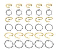 sourcing map 30 Pcs Locking Jump Rings 10/12/14mm Round Twist Clasp Open End Jump Rings Connector Link for DIY Craft Jewelry Making Findings Necklace Bracelet Keychain, 18k Gold/White Gold