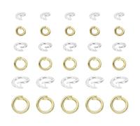 sourcing map 30 Pcs Locking Jump Rings 5.5/7.5/10mm Round Twist Clasp Open End Jump Rings Connector Link for DIY Craft Jewelry Making Findings Necklace Bracelet Keychain, 14k Gold/Silver