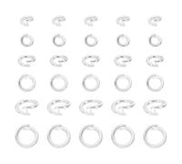 sourcing map 30 Pcs Locking Jump Rings 5.5/7.5/10mm Round Twist Clasp Open End Jump Rings Connector Link for DIY Craft Jewelry Making Findings Necklace Bracelet Keychain, Silver