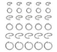 sourcing map 30 Pcs Locking Jump Rings 7.5/10/12mm Round Twist Clasp Open End Jump Rings Connector Link for DIY Craft Jewelry Making Findings Necklace Bracelet Keychain, White Gold