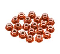 sourcing map 30 Pcs M3 Pitch 0.5mm Aluminum Alloy Lock Nuts Flanged Hex Nuts Nylon Locking Serrated for RC Drone Quadcopter Motor Prop Adapter FPV Parts Fasteners, Orange