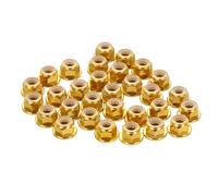 sourcing map 30 Pcs M4 Pitch 0.7mm Aluminum Alloy Lock Nuts Flanged Hex Nuts Nylon Locking Serrated for RC Drone Quadcopter Motor Prop Adapter FPV Parts Fasteners, Gold Tone