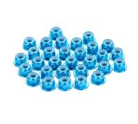 sourcing map 30 Pcs M4 Pitch 0.7mm Aluminum Alloy Lock Nuts Flanged Hex Nuts Nylon Locking Serrated for RC Drone Quadcopter Motor Prop Adapter FPV Parts Fasteners, Light Blue